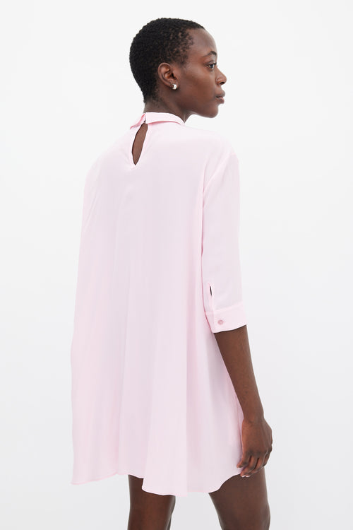 Rochas Pink Silk Pleated Mini Dress