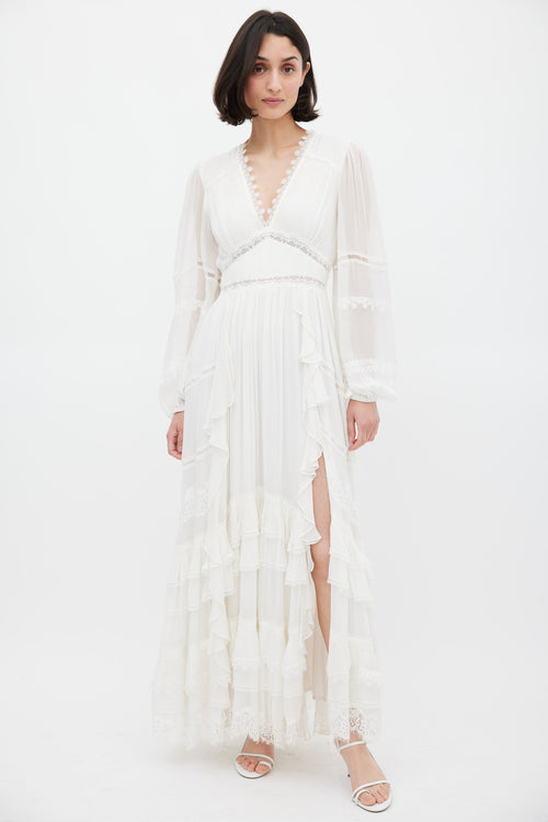 Rococo Sand White Ruffled Mia Maxi Dress