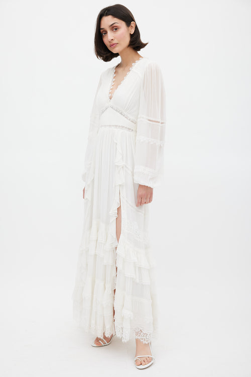 Rococo Sand White Ruffled Mia Maxi Dress