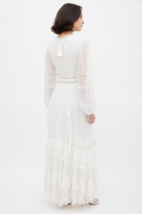 Rococo Sand White Ruffled Mia Maxi Dress