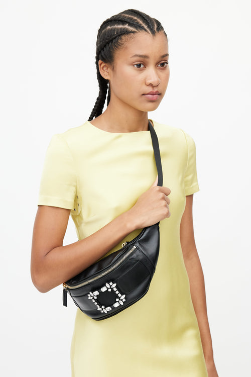 Roger Vivier Black Leather Jewel Fanny Pack