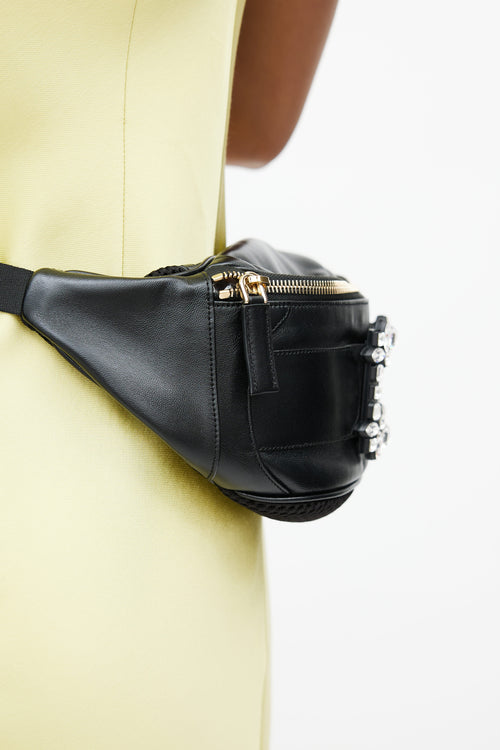 Roger Vivier Black Leather Jewel Fanny Pack