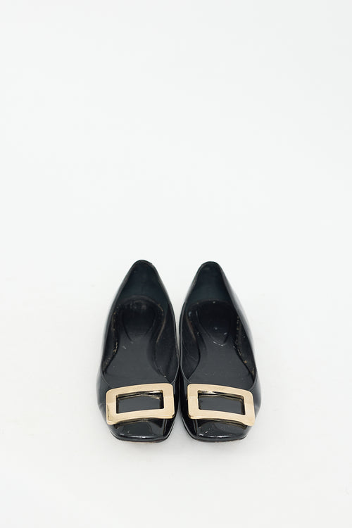 Roger Vivier Black Patent Leather Belle Vivier Flat