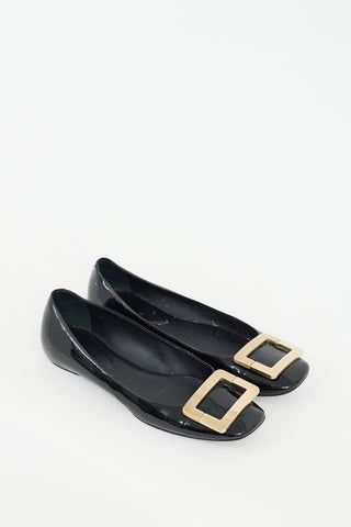 Roger Vivier Black Patent Leather Belle Vivier Flat