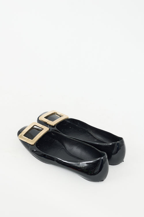 Roger Vivier Black Patent Leather Belle Vivier Flat