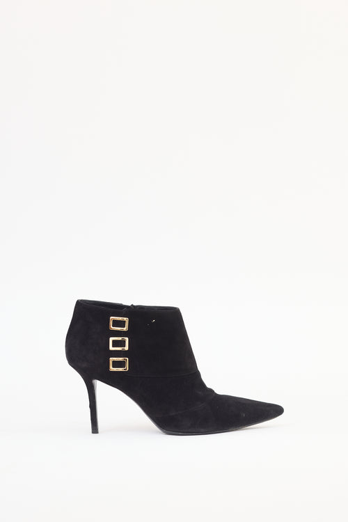 Roger Vivier Black Suede Pointed Toe Stiletto Boot