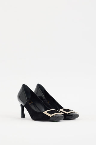 Roger Vivier Black Suede 
Leather Belle Vivier Trompette Pump