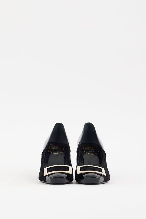 Roger Vivier Black Suede 
Leather Belle Vivier Trompette Pump