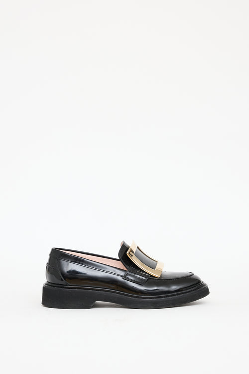 Roger Vivier Black Patent Leather Viv Ranger Loafer