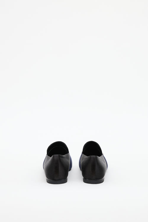 Roger Vivier Black 
Navy Satin Crystal Loafer