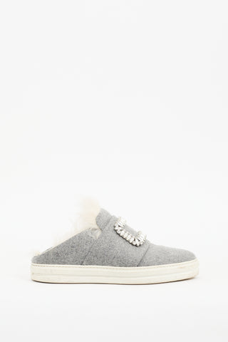 Roger Vivier Grey Felt 
Shearling Sneaker Mule