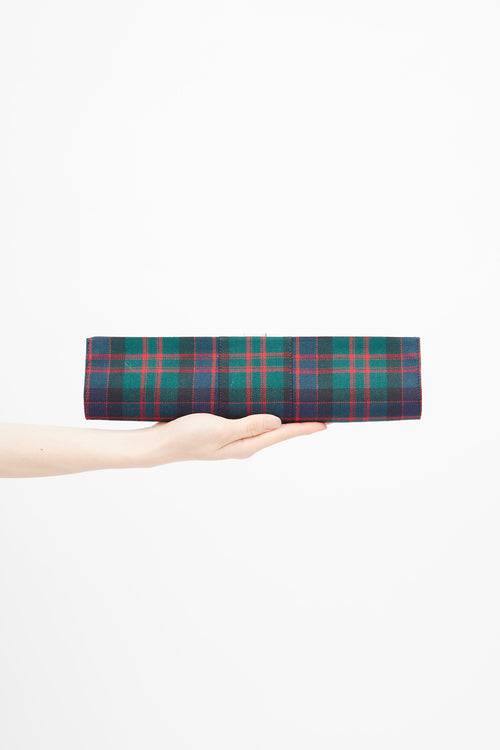 Roger Vivier Multi Plaid Pilgrim Buckle Tube Clutch