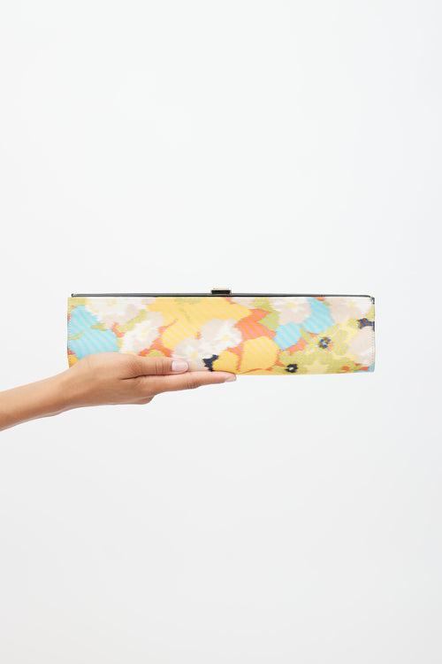 Roger Vivier Multicolour Floral 
Rhinestone Buckle Tube Clutch