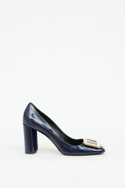 Roger Vivier Navy Patent Leather Belle Vivier Heel