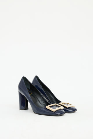 Roger Vivier Navy Patent Leather Belle Vivier Heel