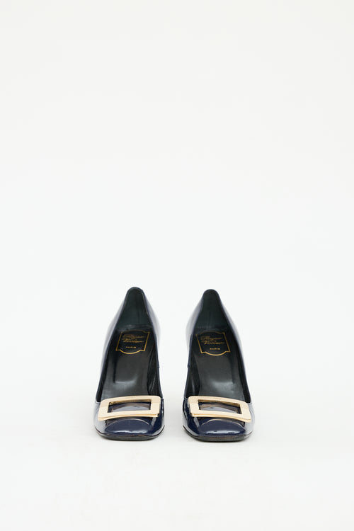 Roger Vivier Navy Patent Leather Belle Vivier Heel