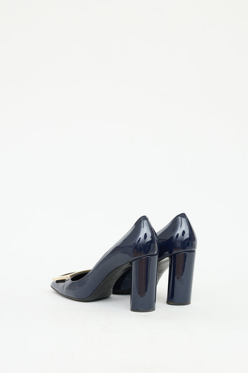 Roger Vivier Navy Patent Leather Belle Vivier Heel