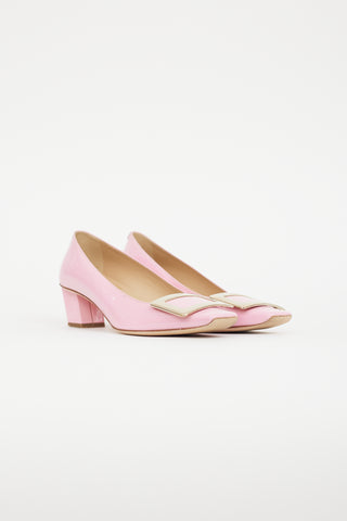 Roger Vivier Pink 
Gold Patent Belle Vivier Heel