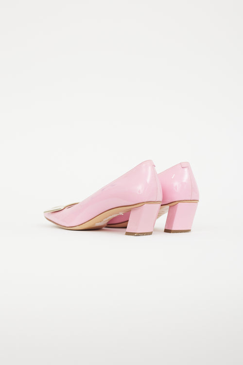 Roger Vivier Pink 
Gold Patent Belle Vivier Heel