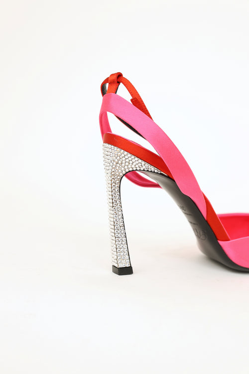 Roger Vivier Pink Satin Crystal Heel