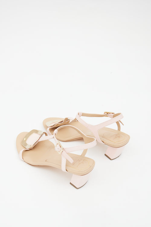 Roger Vivier Pink Leather Chips T-Strap Sandal