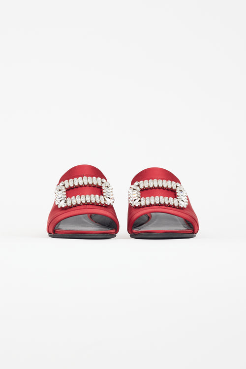 Roger Vivier Red Satin Crystal Mule