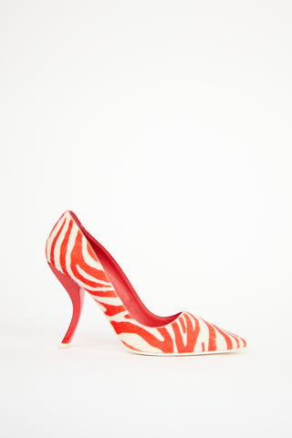 Roger Vivier Red 
White Textured Hair Pump