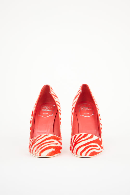 Roger Vivier Red 
White Textured Hair Pump