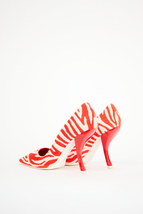 Roger Vivier Red 
White Textured Hair Pump