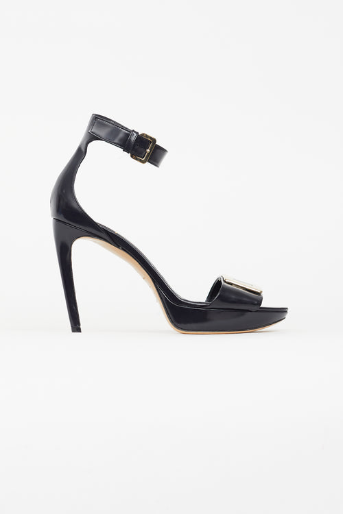 Roger Vivier Black Leather Platform Buckle Pump