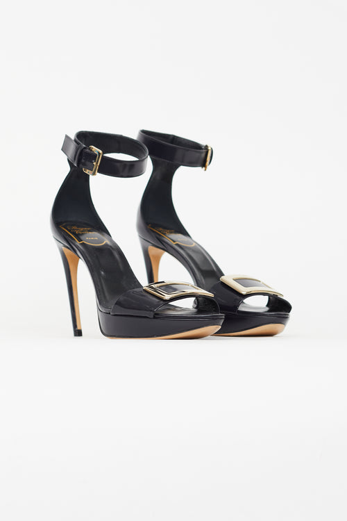 Roger Vivier Black Leather Platform Buckle Pump