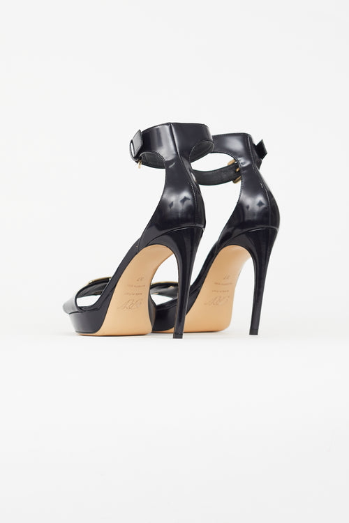 Roger Vivier Black Leather Platform Buckle Pump