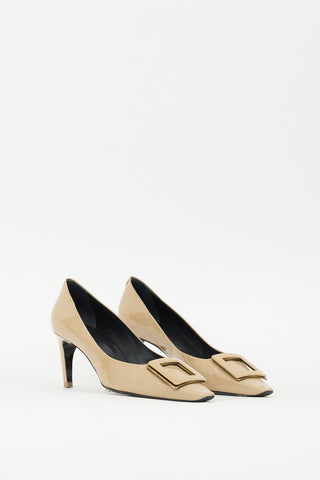 Roger Vivier Beige Patent Leather Trompette Buckle Pump