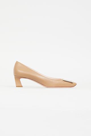 Beige Leather Gold Buckle Pump Roger Vivier