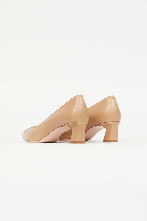 Beige Leather Gold Buckle Pump Roger Vivier