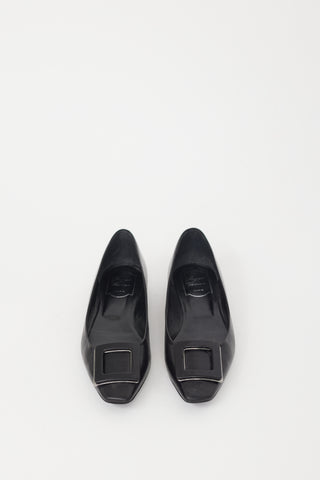 Roger Vivier Black Leather Trompette Flat