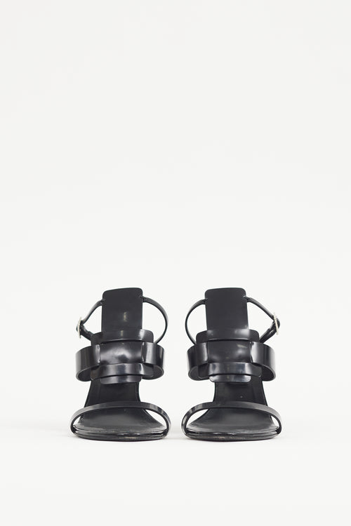 Roger Vivier Black Patent Leather Buckle Sandal