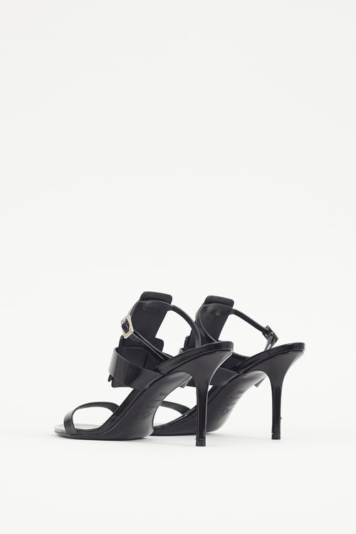 Roger Vivier Black Patent Leather Buckle Sandal