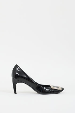 Roger Vivier Black Patent Leather Trompette Buckle Pump