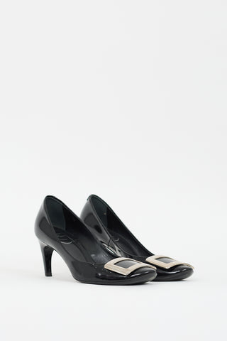 Roger Vivier Black Patent Leather Trompette Buckle Pump