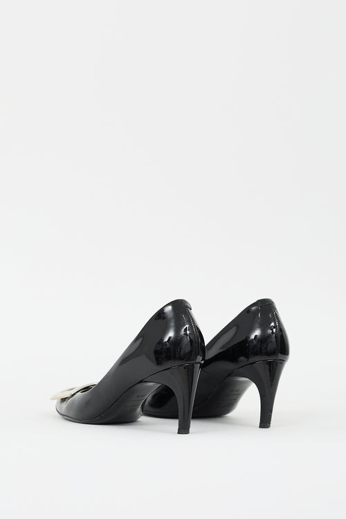 Roger Vivier Black Patent Leather Trompette Buckle Pump