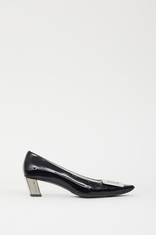 Roger Vivier Black 
Silver Patent Belle Vivier Pump