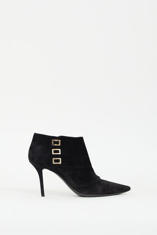 Roger Vivier Black Suede Pointed Toe Stiletto Boot