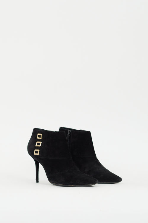 Roger Vivier Black Suede Pointed Toe Stiletto Boot