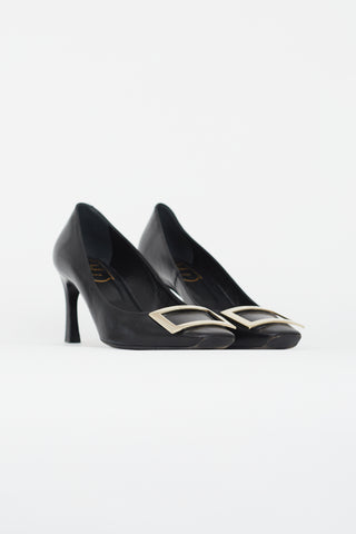 Roger Vivier Black Leather Belle Trompette Pump