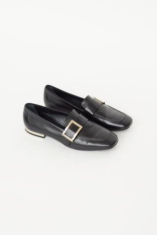 Roger Vivier Black Leather Buckle Loafer