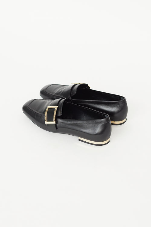 Roger Vivier Black Leather Buckle Loafer