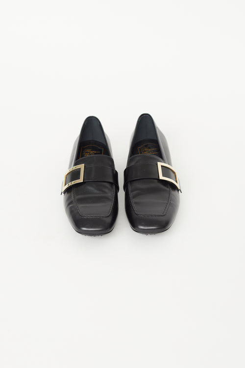 Roger Vivier Black Leather Buckle Loafer