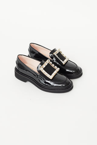 Roger Vivier Black Patent Embellished Viv
 Rangers Loafer