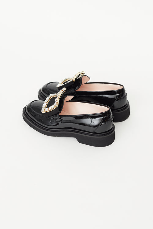 Roger Vivier Black Patent Embellished Viv
 Rangers Loafer